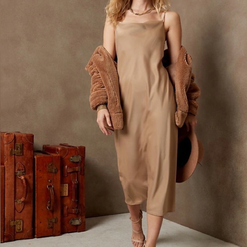 Banana Republic Nude Tan Midi Slip Dress Size M